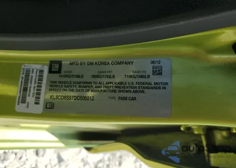 2013 Chevrolet Spark 1Lt from USA, damaged, VIN KL8CD6S97DC506812